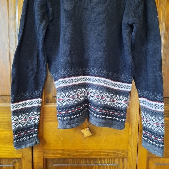 Vintage Y2K Erika & Co. black Nordic fair isle knit v-neck sweater size medium - Picture 10 of 12